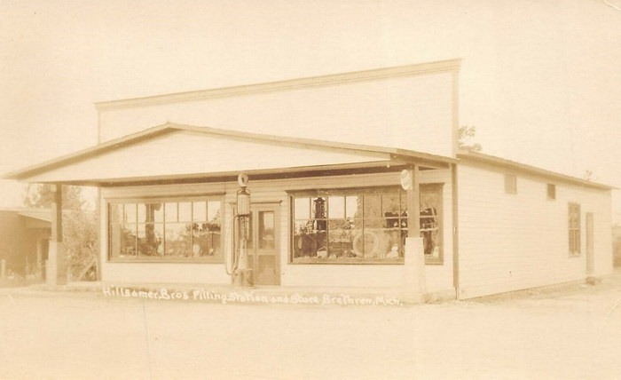 Brethren Michigan 1920S Rppc Real Photo Postcard Hillsamer Gas Filling Station